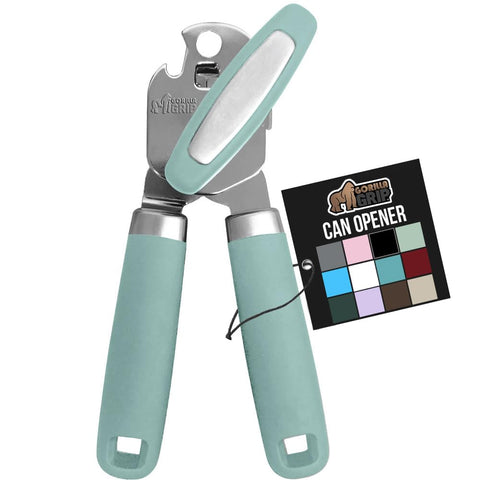 GORILLA GRIP abre latas con rueda de corte de acero inoxidable para un corte limpio.