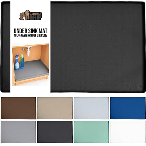 GORILLA GRIP alfombra impermeable para debajo del fregadero con borde levantado para contener derrames.