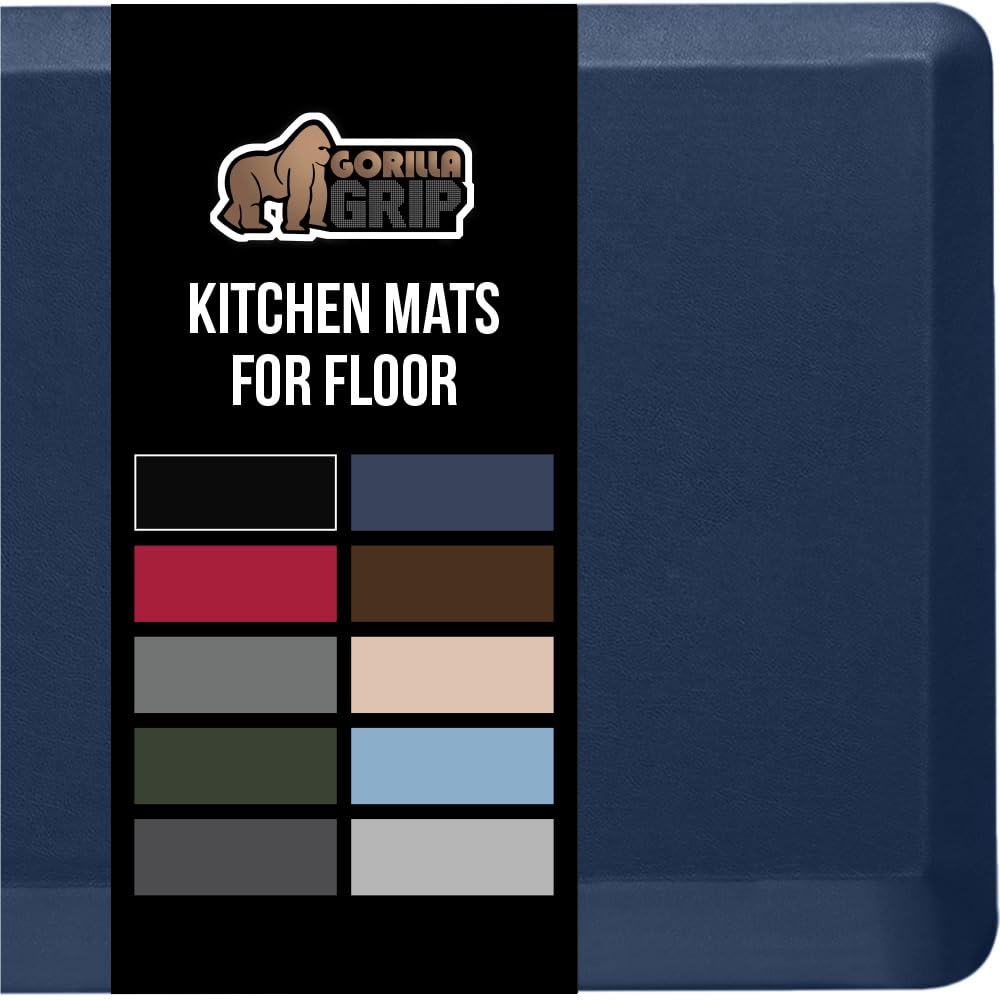 GORILLA GRIP alfombrilla de cocina acolchada 20x32 en azul marino para comodidad prolongada