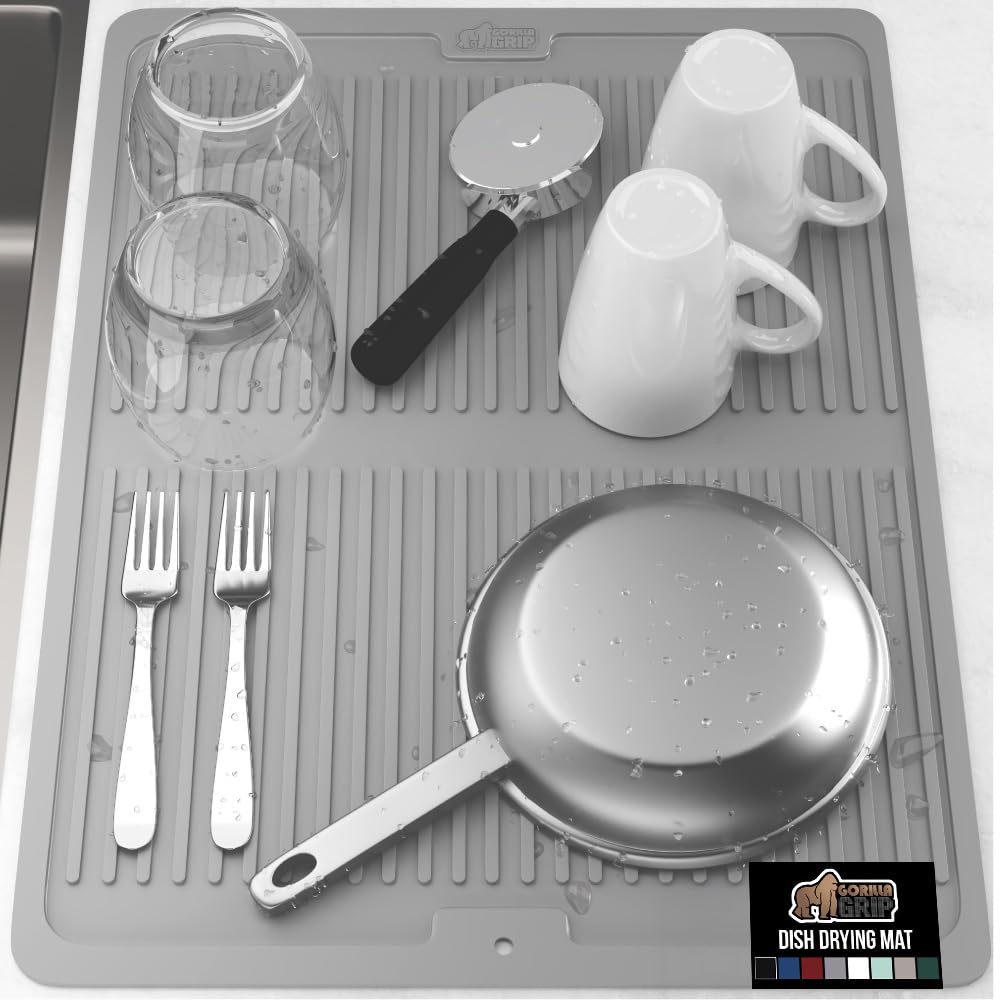 GORILLA GRIP: almohadilla secado de platos de silicona 18x24 para secado rápido.