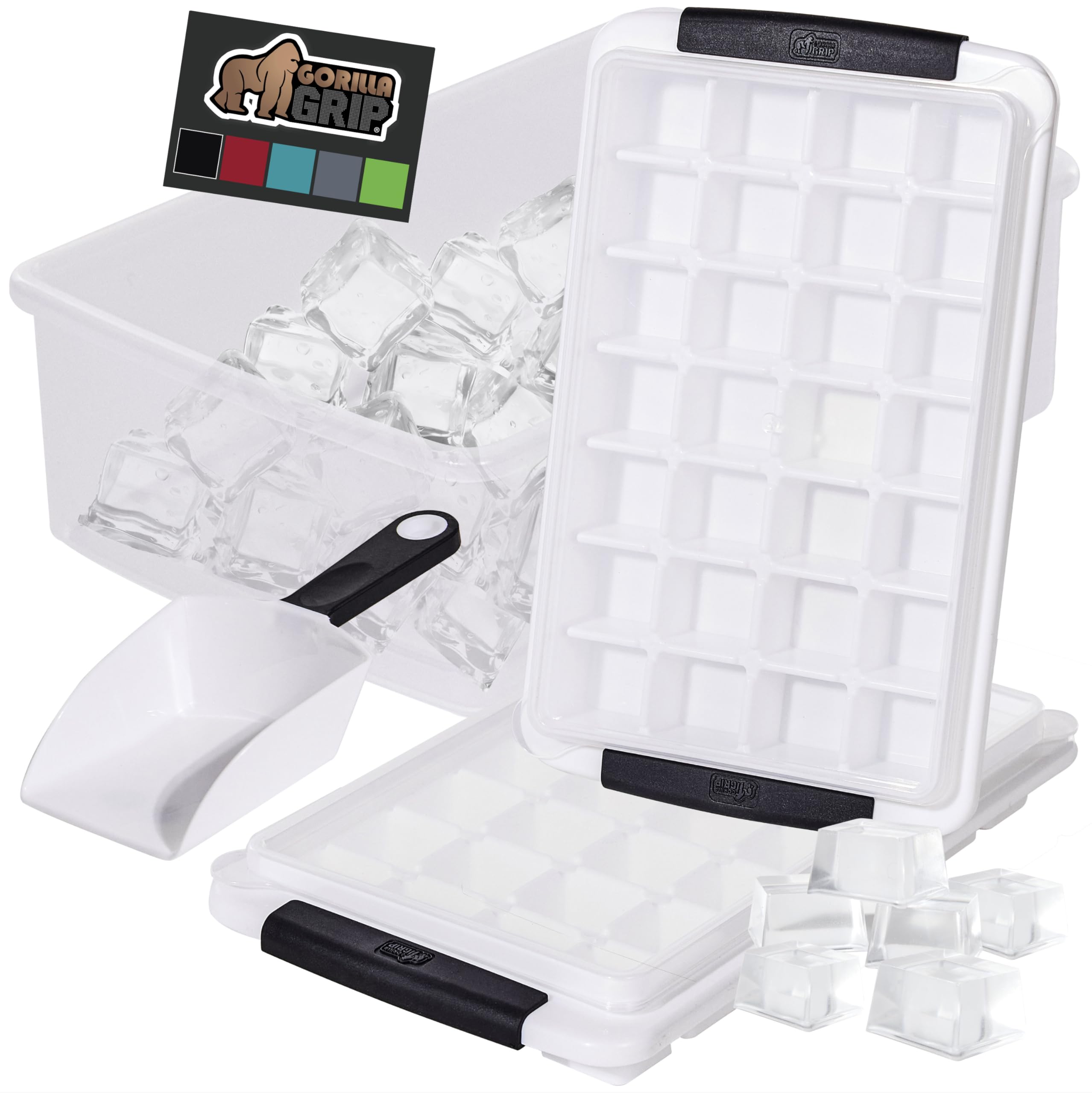 GORILLA GRIP bandejas hielo 56 cubos con tapas, ideales para grandes volúmenes.