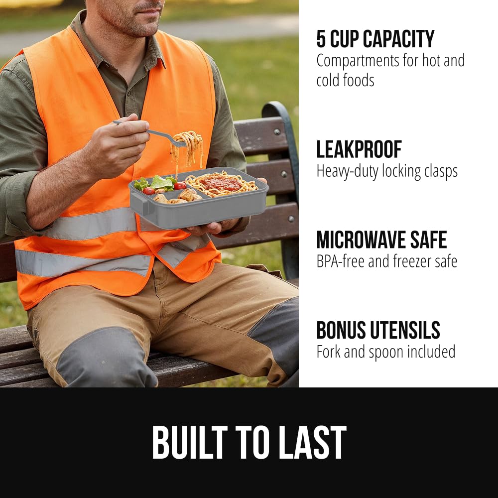 GORILLA GRIP Bento 10 tazas, dos niveles para separar calor y frio.