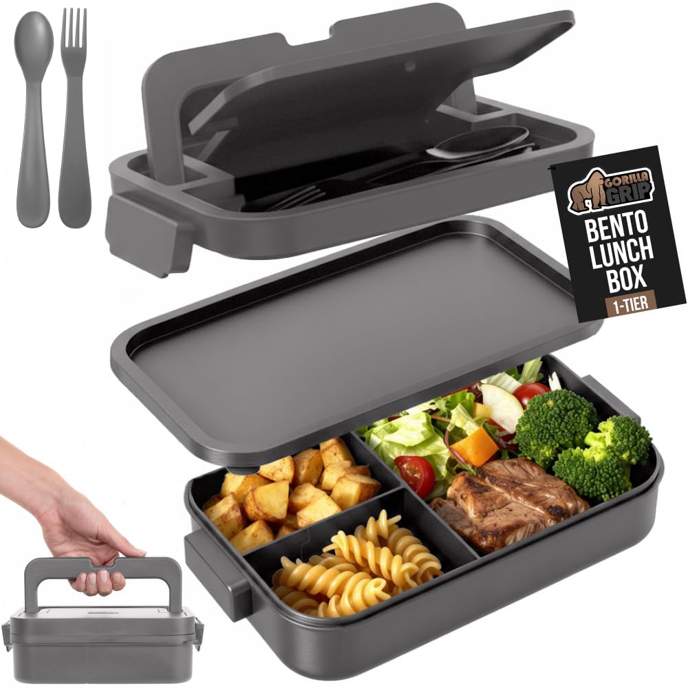 GORILLA GRIP Bento 5 tazas, tres compartimentos para porciones balanceadas en cada comida.