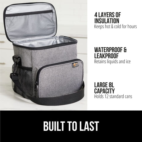 Gorilla Grip bolsa almuerzo con correa ajustable para transporte cómodo.