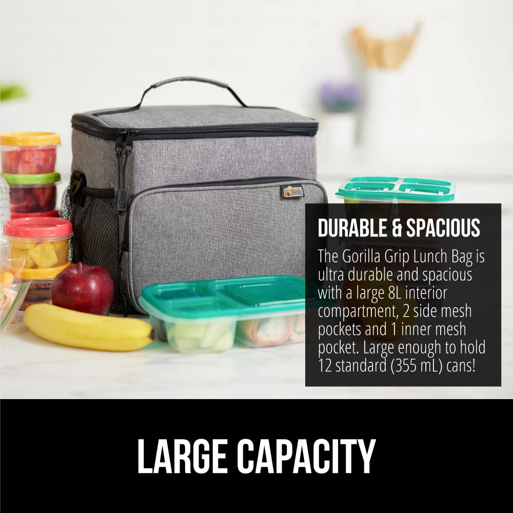 Gorilla Grip interior PEVA, bolsa mantiene líquidos contenidos y evita derrames.