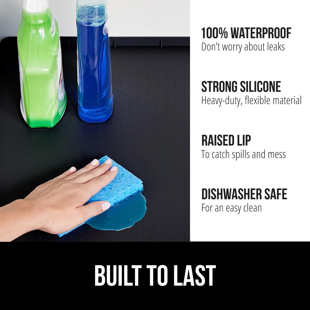 GORILLA GRIP borde elevado de 0,7 pulgadas para contener líquidos.