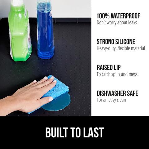 GORILLA GRIP borde elevado de 0,7 pulgadas para contener líquidos.