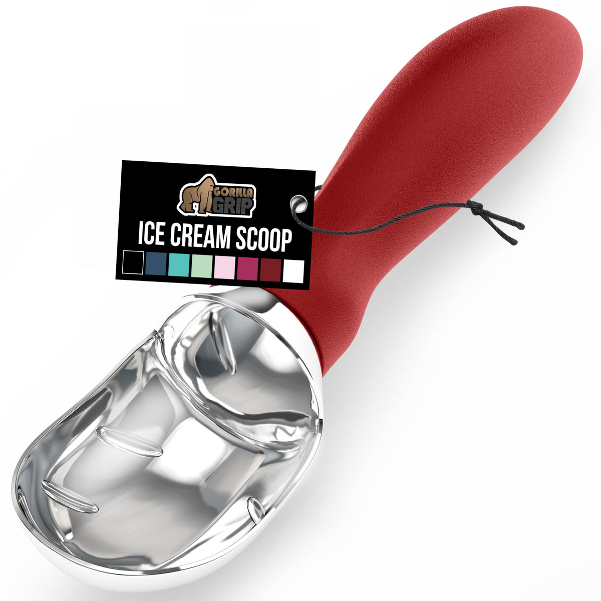 GORILLA GRIP cuchara helado con mango ergonómico para agarre cómodo.