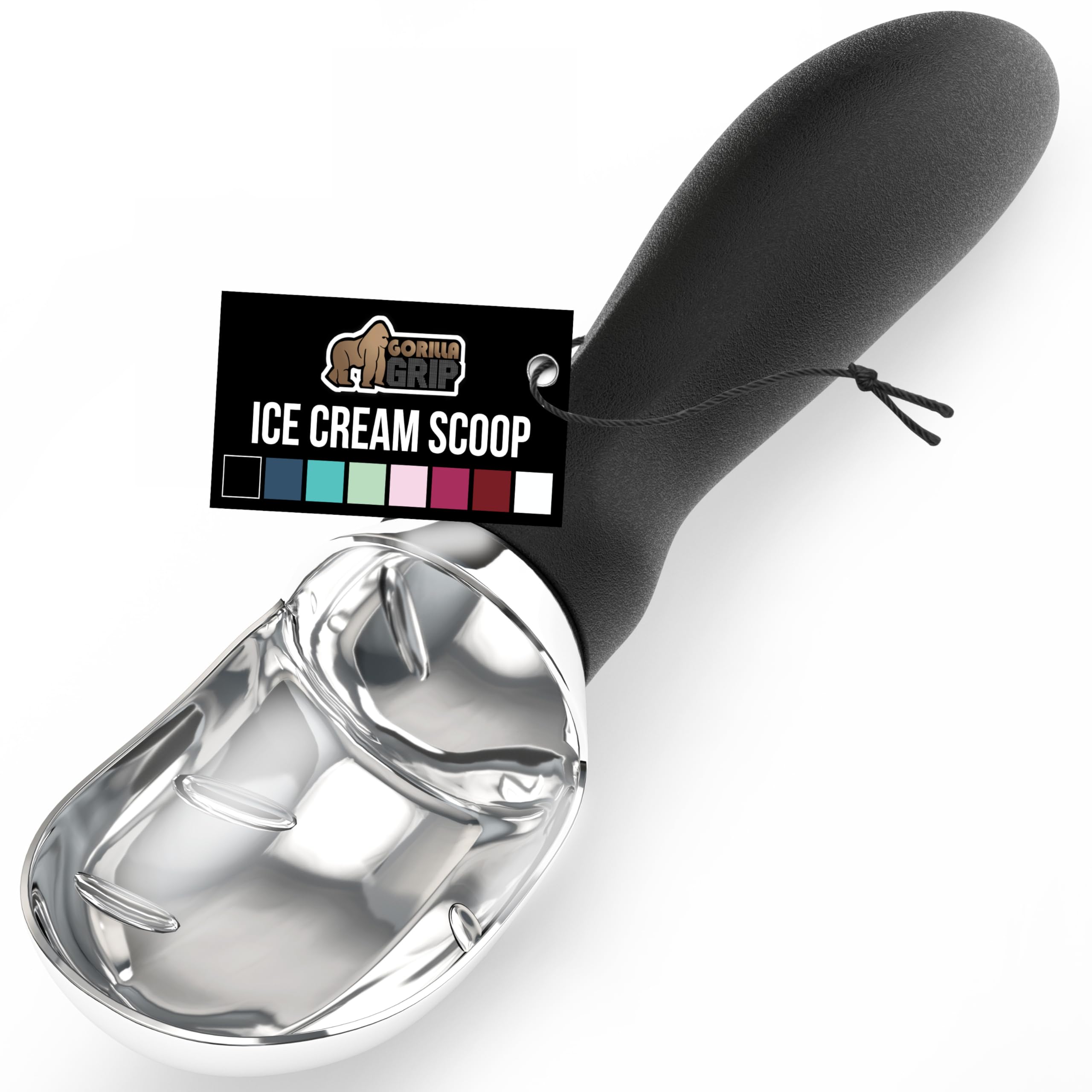Cuchara Gorilla Grip resistente para helado duro, fácil de usar.