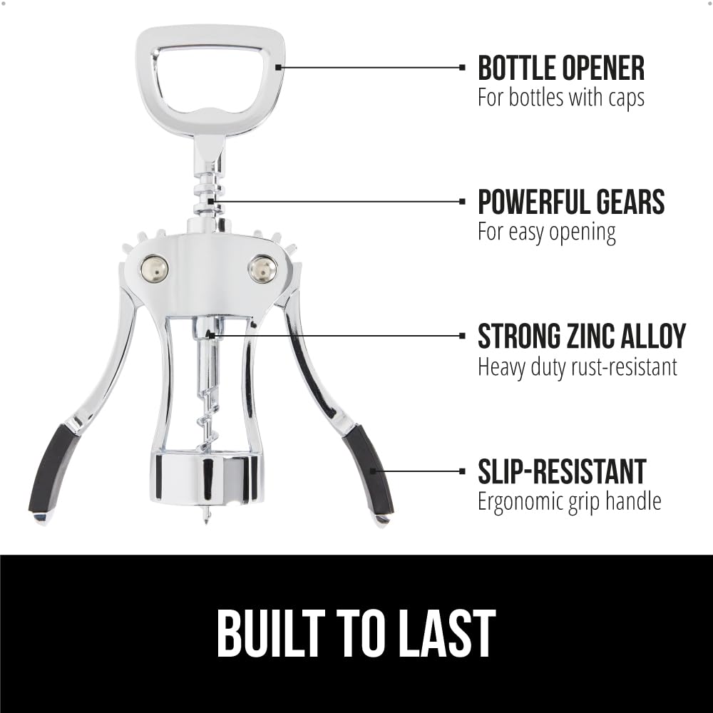 GORILLA GRIP destapador vino ergonómico, mango cómodo para un agarre seguro