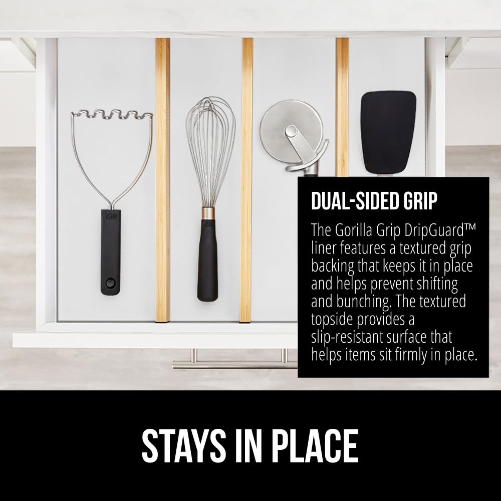 GORILLA GRIP DripGuard-dos-lados: agarre estable y evita desplazamientos.