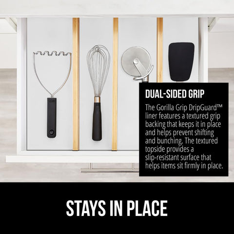 GORILLA GRIP DripGuard-dos-lados: agarre estable y evita desplazamientos.