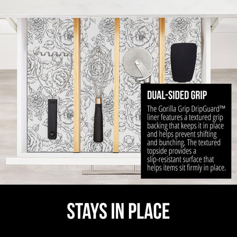 Gorilla Grip DripGuard: revestimiento despensa para organización y limpieza simples.