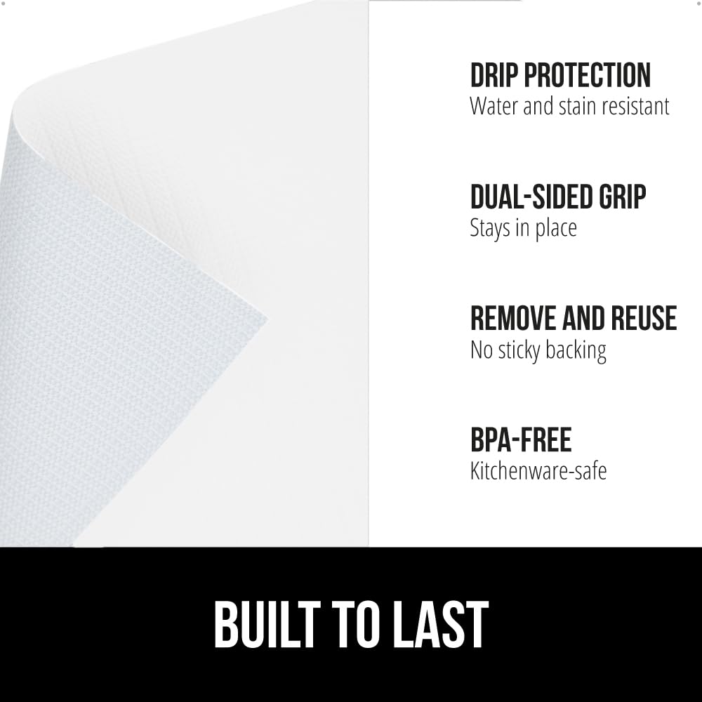 GORILLA GRIP DripGuard sin adhesivo para cajones: instalación rápida sin residuos.