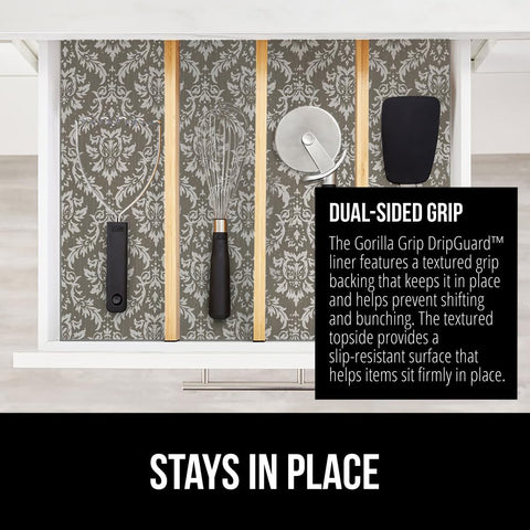 Textura doble de Gorilla Grip DripGuard mejora agarre y evita desplazamientos.