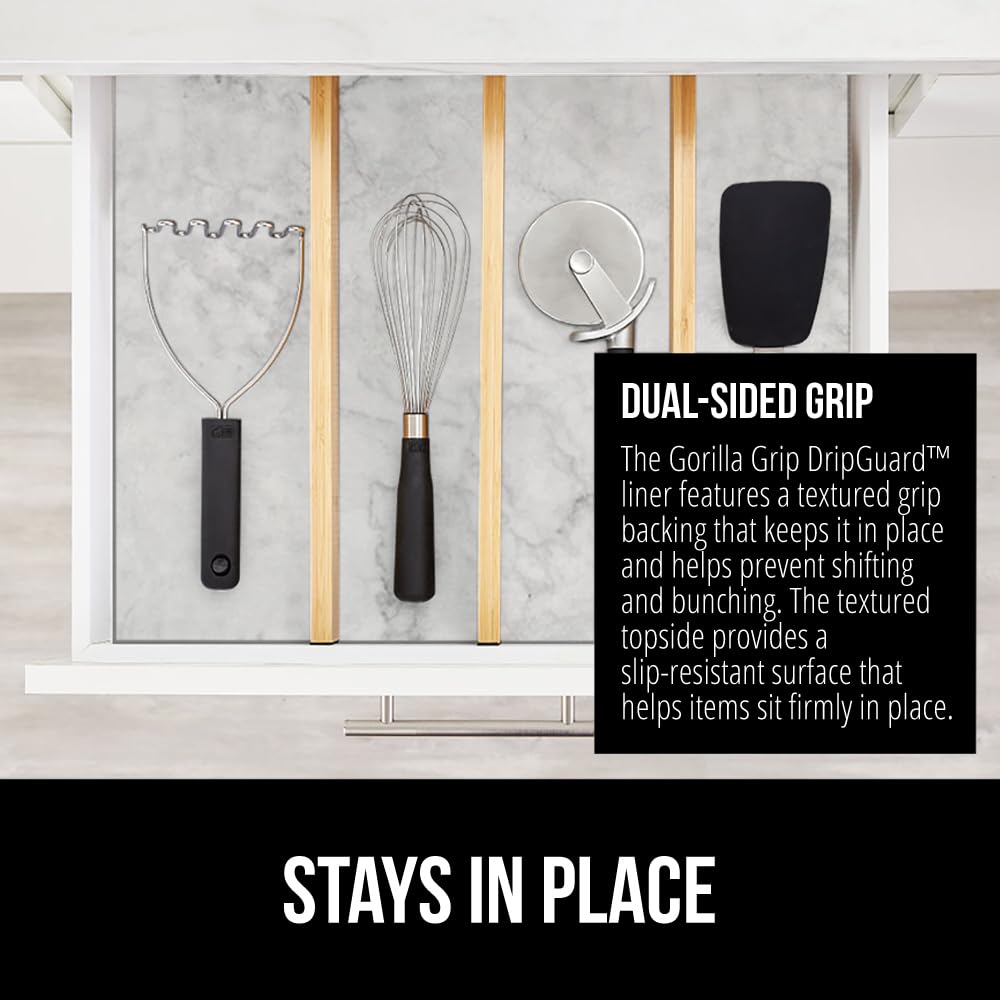 GORILLA GRIP DripGuard vinilo sin BPA, resistente y duradero.