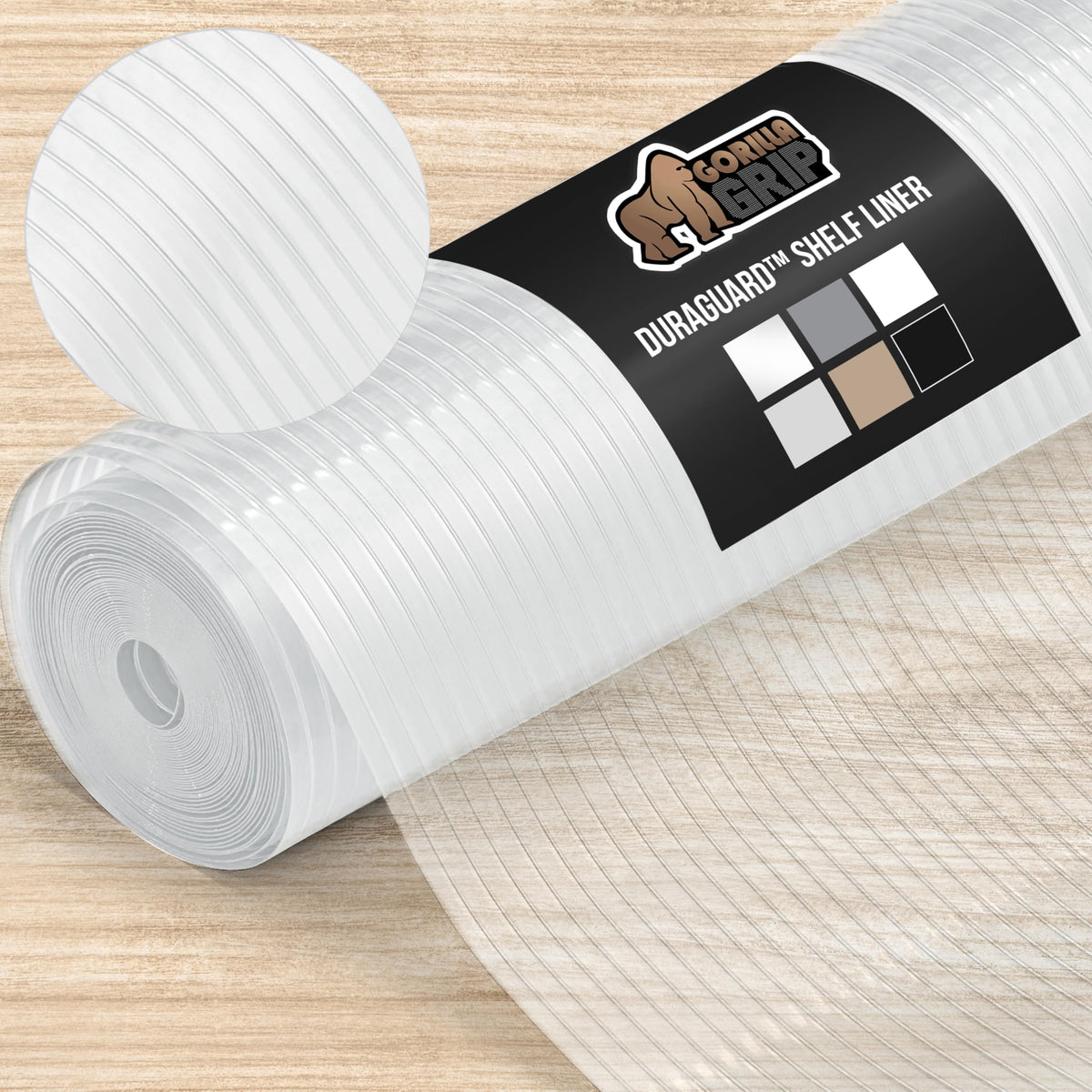 GORILLA GRIP DuraGuard estera transparente para estantes; mejora la adherencia y evita deslizamientos.