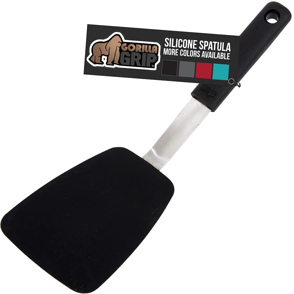 Gorilla Grip espátula: silicona flexible para voltear sin rayar sartenes antiadherentes.