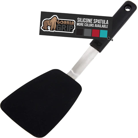 Gorilla Grip espátula: silicona flexible para voltear sin rayar sartenes antiadherentes.