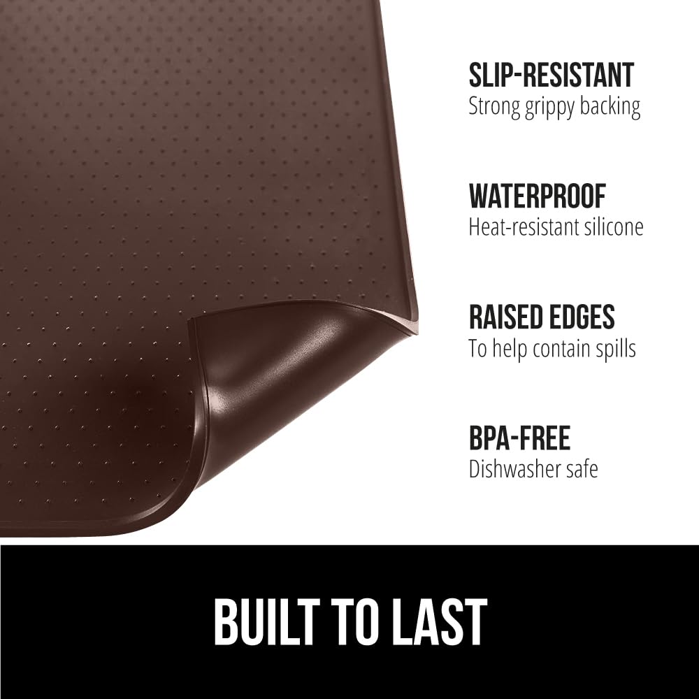 GORILLA GRIP mat de silicona para café, borde elevado para contener líquidos y manchas
