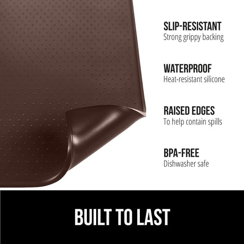 GORILLA GRIP mat de silicona para café, borde elevado para contener líquidos y manchas