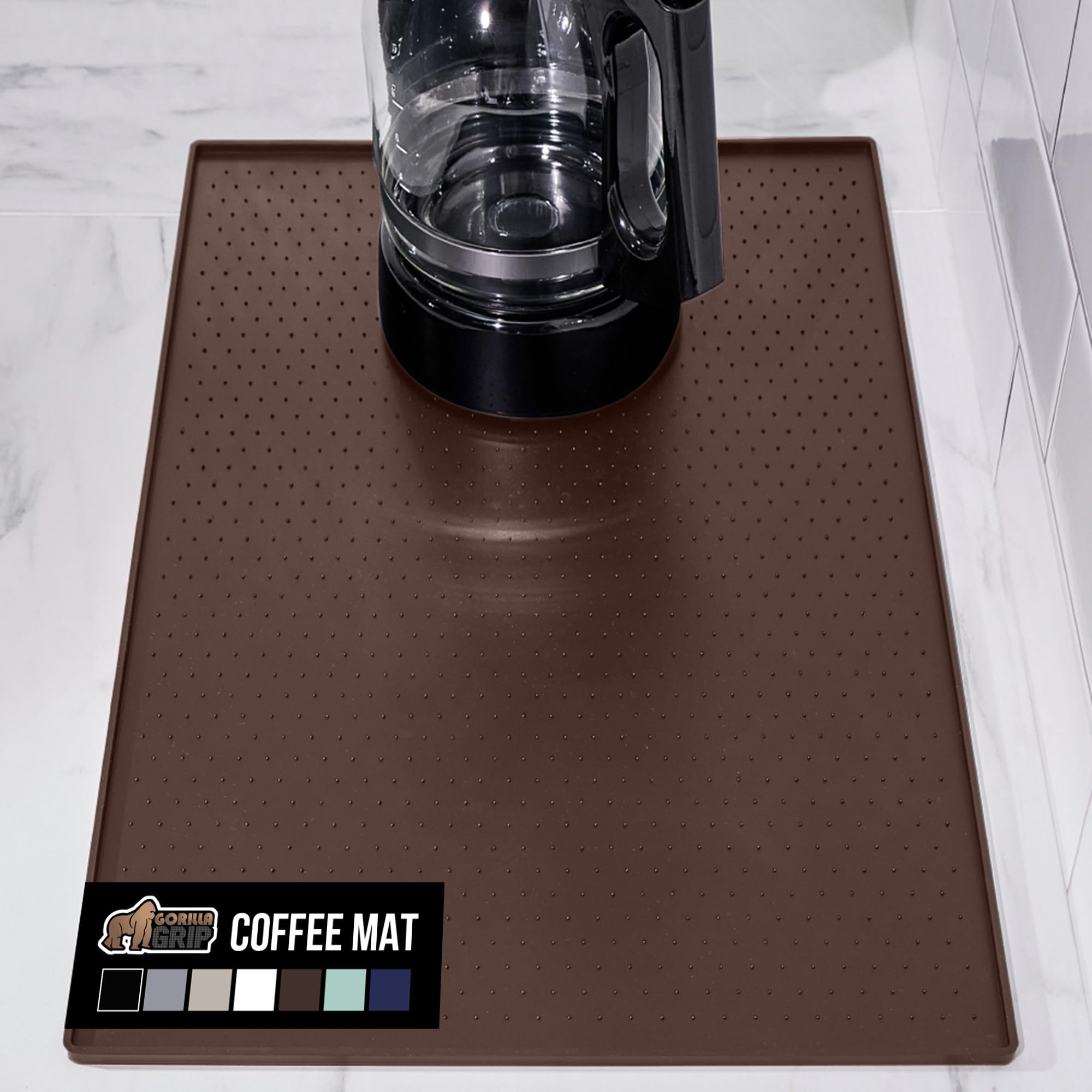 GORILLA GRIP mat de silicona para café, vista frontal, protege la encimera de derrames