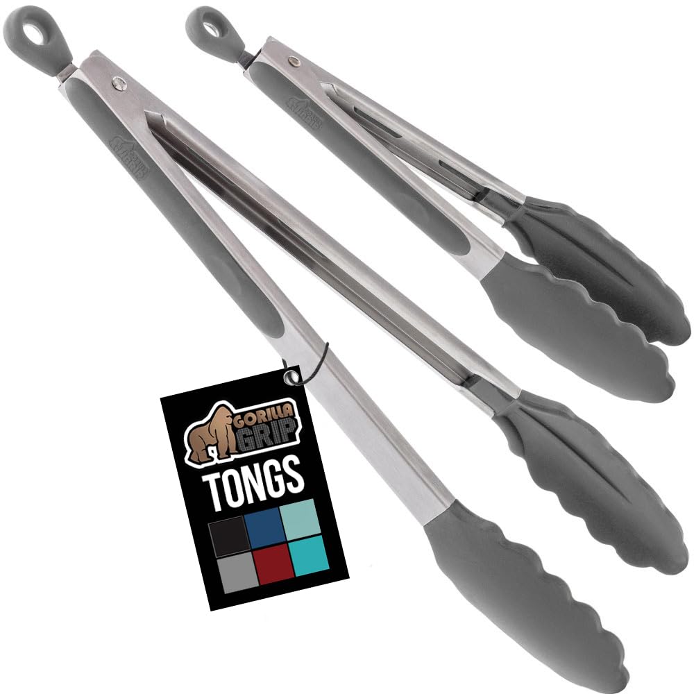 GORILLA GRIP pinzas de cocina 7 pulgadas, agarre fuerte para ingredientes pequeños.
