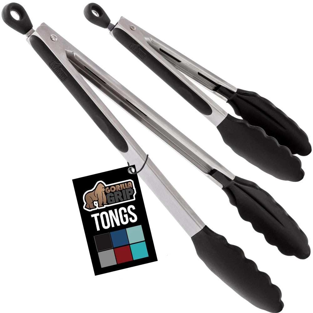 Pinzas Gorilla Grip de acero inoxidable de 12 pulgadas con agarre firme para cocinar