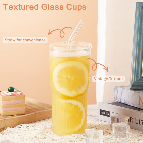 Vaso GOSCHE de cristal con diseño retro de rayas para un estilo elegante.