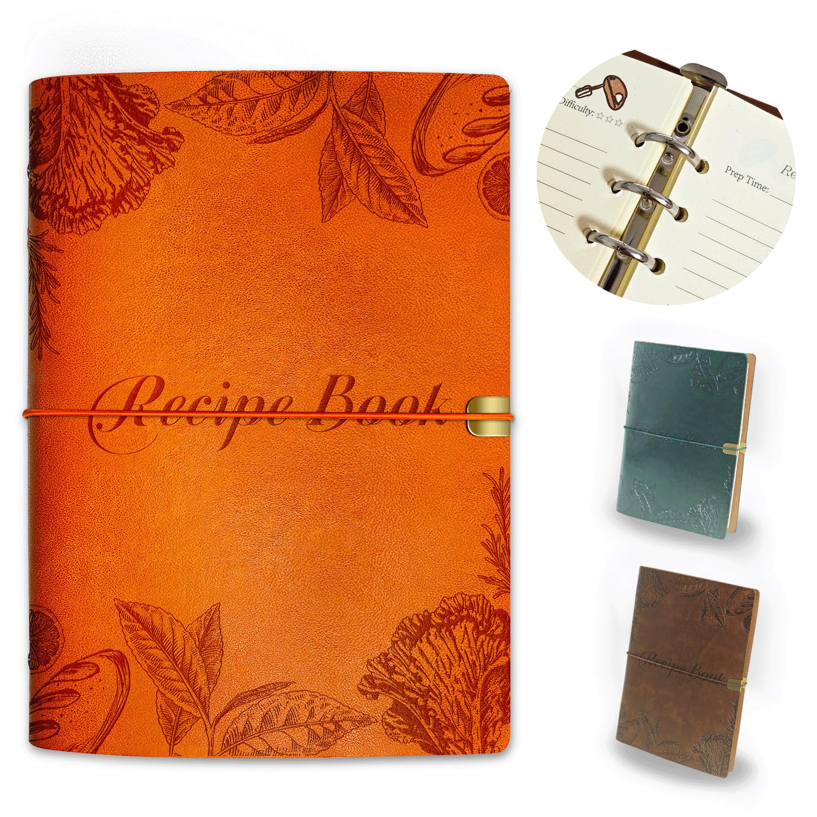 GoShambar cuaderno de recetas, portada naranja, cuero premium para organizar tus recetas con estilo