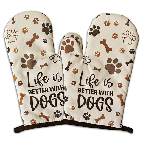 GOSJINNK guantes de horno con divertidas huellas para hornear.