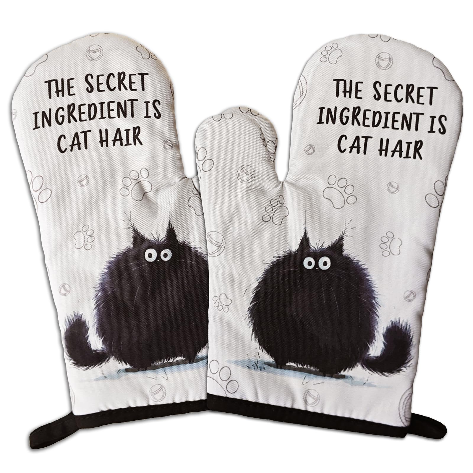 Guantes GOSJINNK negros con gato divertidos protegen las manos al hornear.