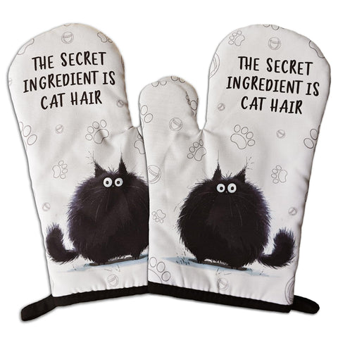 Guantes GOSJINNK negros con gato divertidos protegen las manos al hornear.