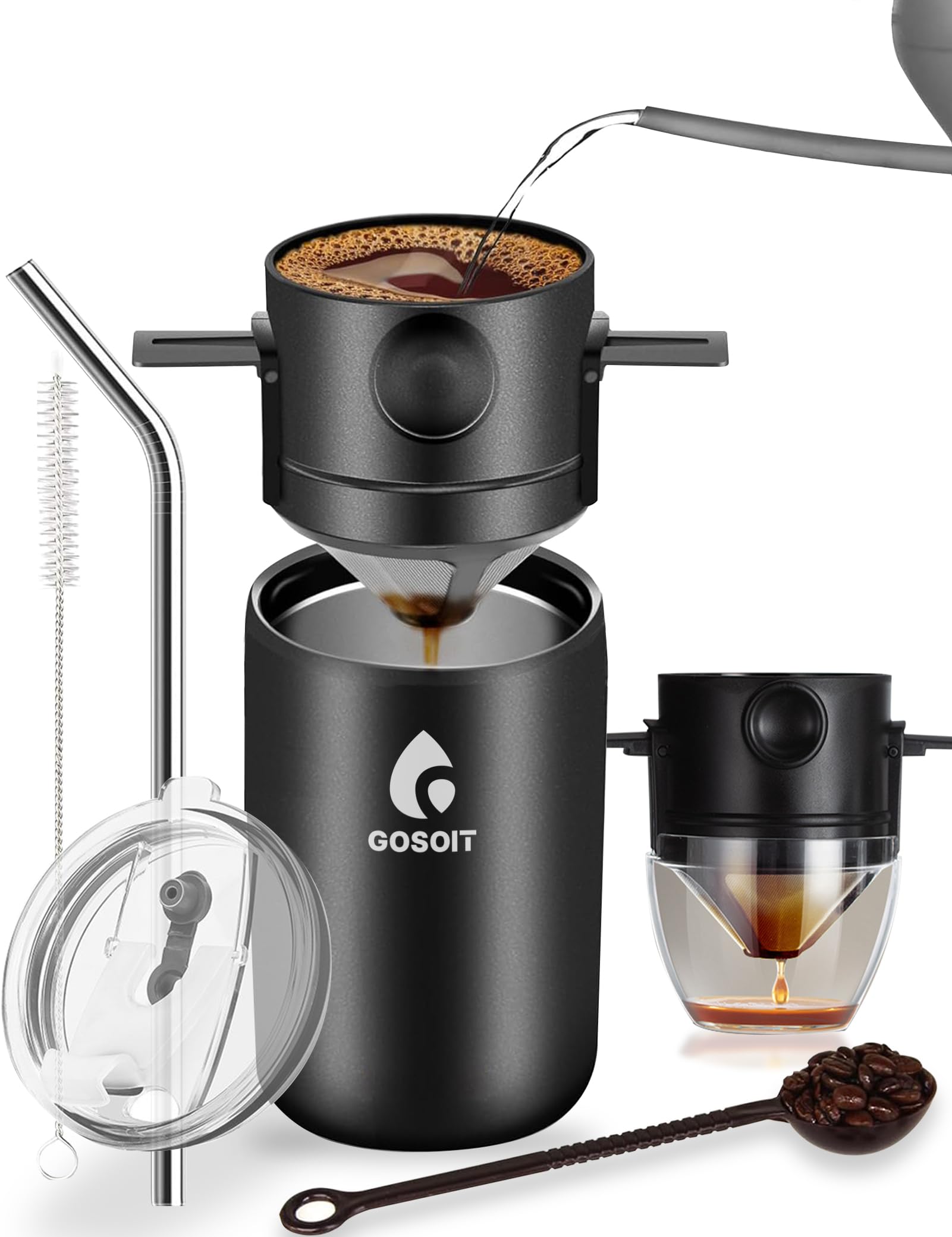 GOSOIT set 6 en 1, taza 600 ml aislada para casa u oficina