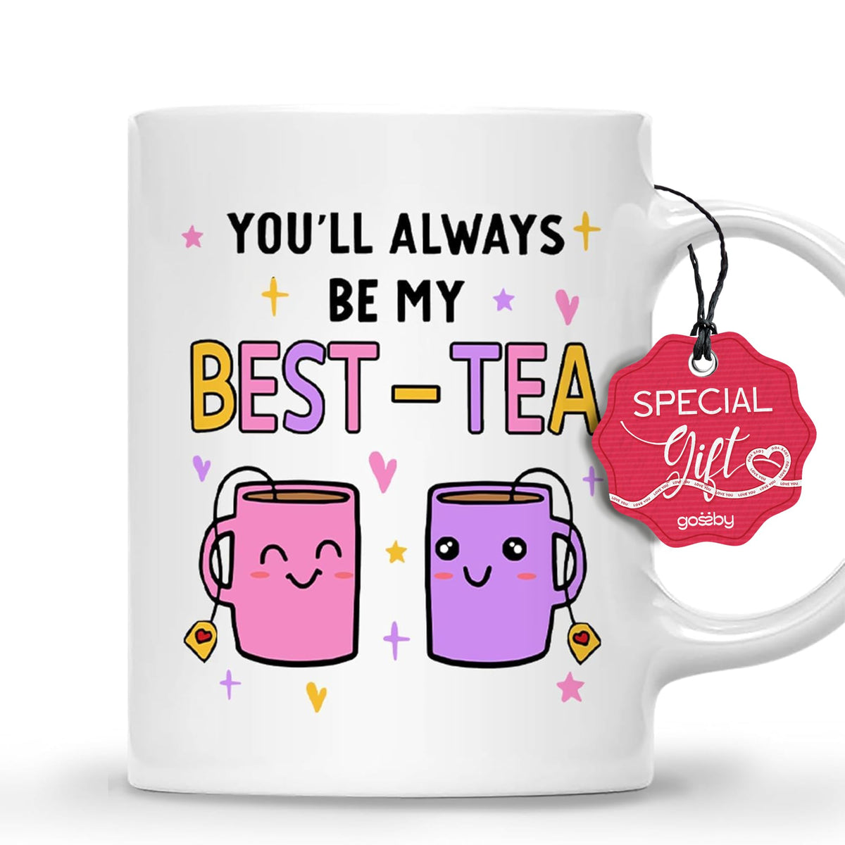 Gossby Taza Amiga, frente, ideal para ritual de amistad diaria.