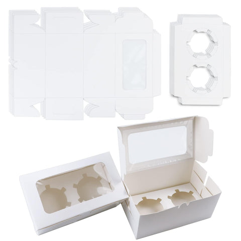 GothaBach cajas cupcake blancas con ventana, perfectas para exhibir sabores sin exposición.