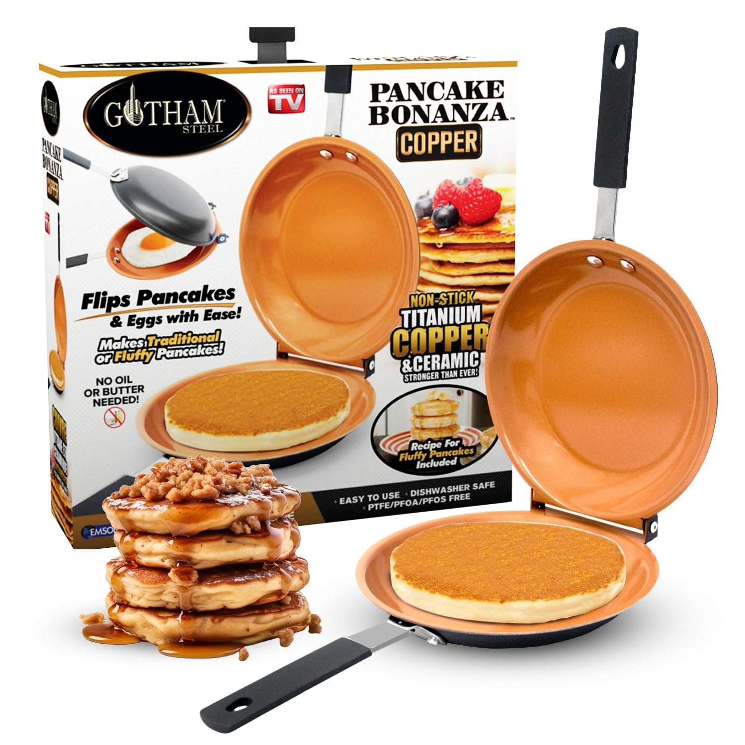 Gotham Steel Doble Lados Panqueque Perfecto, antiadherente para panqueques esponjosos