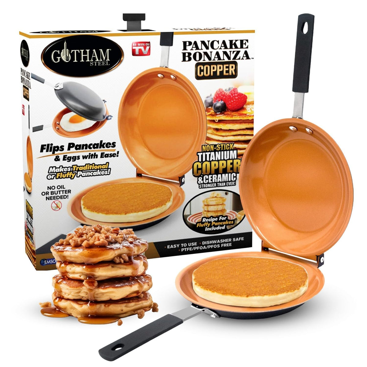 Gotham Steel Doble Lados Panqueque Perfecto, antiadherente para panqueques esponjosos