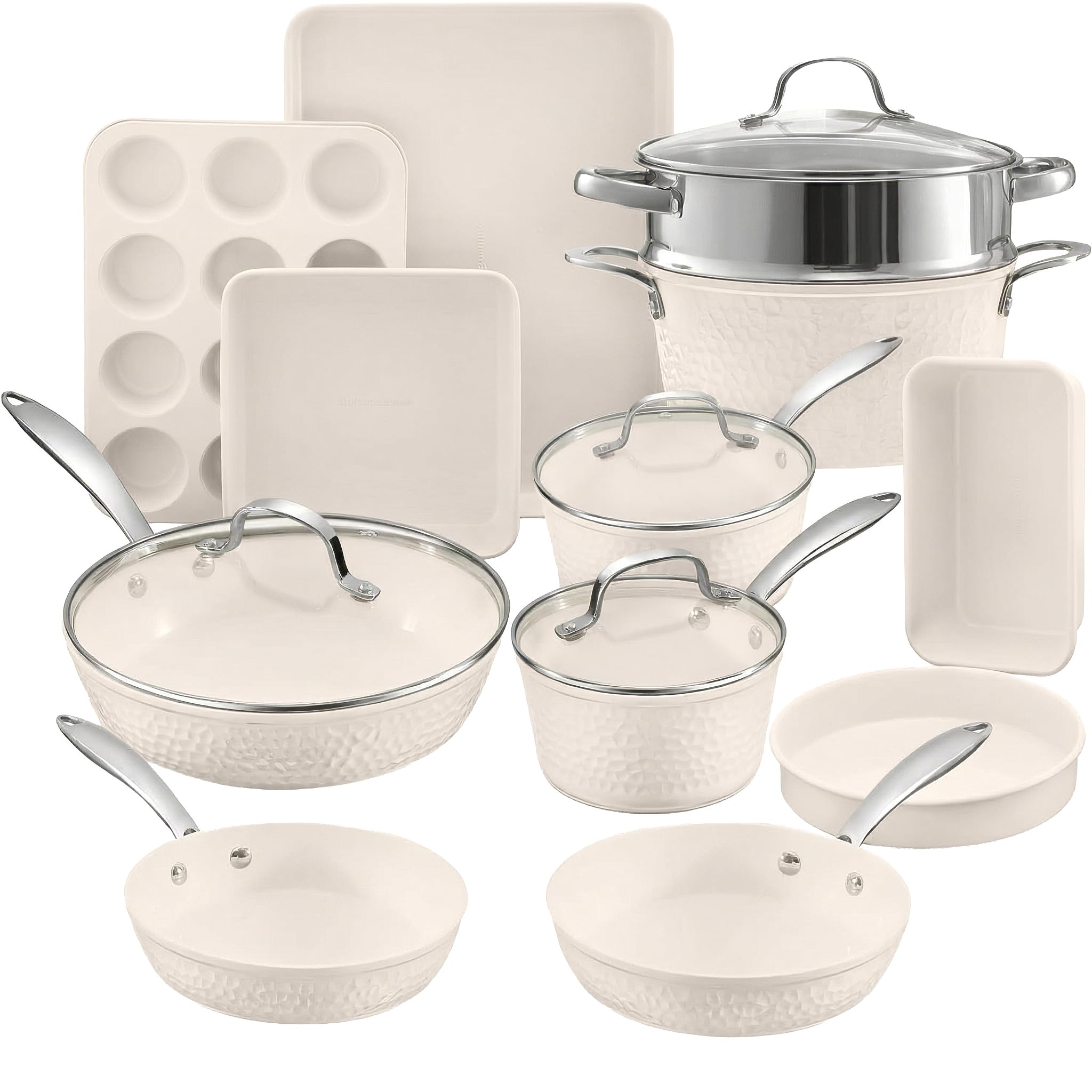 Gotham Steel Hammered crema: sartén de 8,5 pulgadas para dorar y saltear con facilidad.