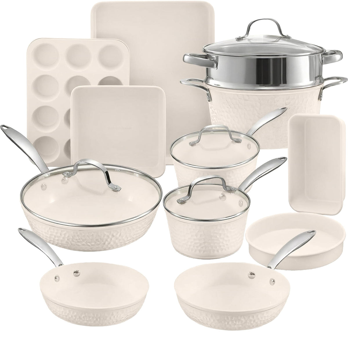 Gotham Steel Hammered crema: sartén de 8,5 pulgadas para dorar y saltear con facilidad.