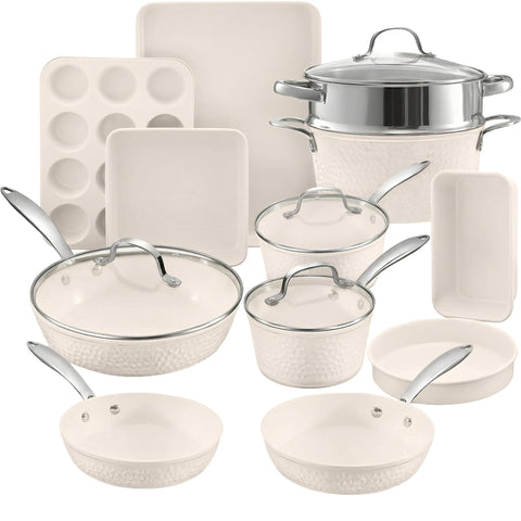 Gotham Steel Hammered crema: sartén de 8,5 pulgadas para dorar y saltear con facilidad.