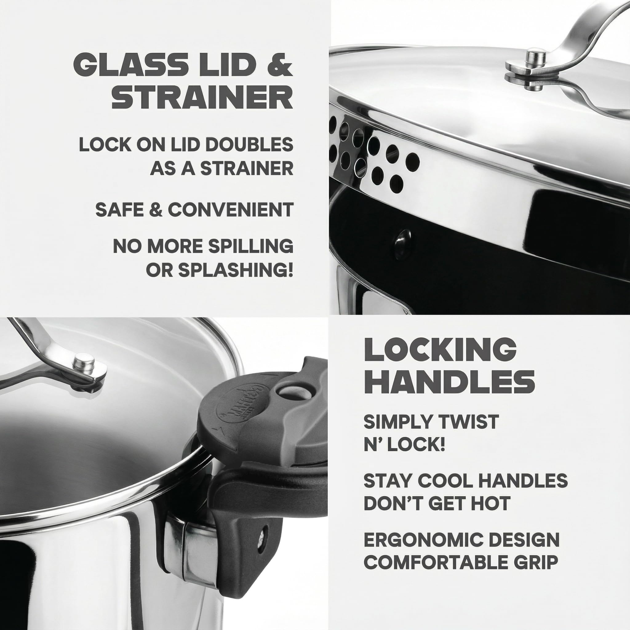 GOTHAM STEEL olla 8qt diseño multifuncional para cocinar