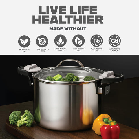 GOTHAM STEEL olla 8qt dos tamaños de colador para alimentos