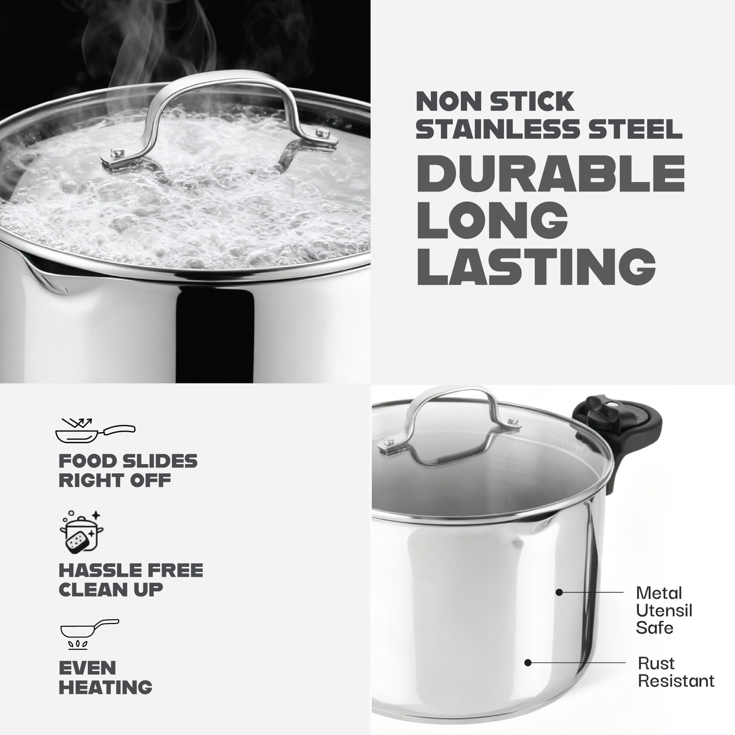 GOTHAM STEEL olla 8qt inducción apta para cocinas modernas