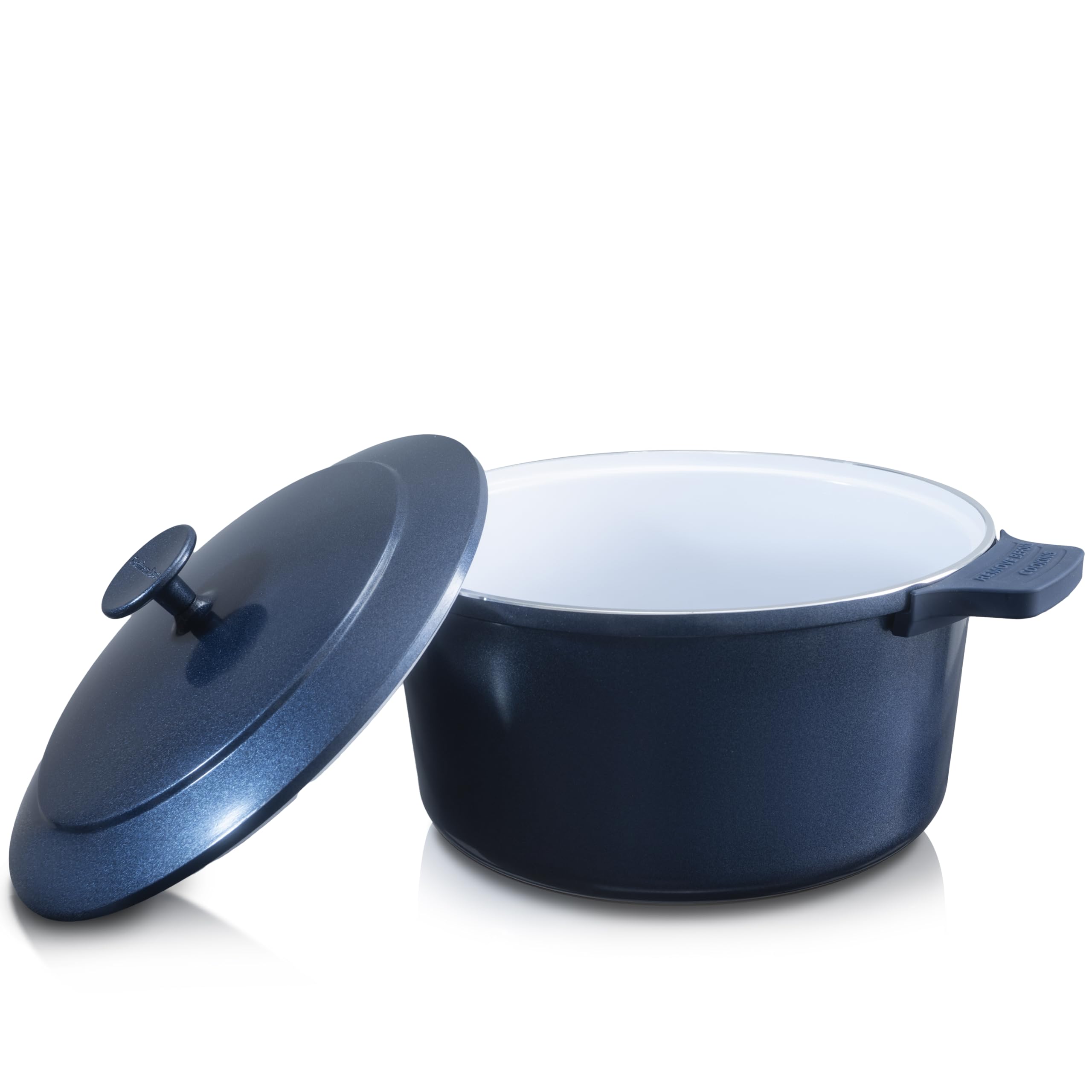 Gotham Steel olla holandesa 5qt ligero con tapa, ideal para hornear pan artesanal.
