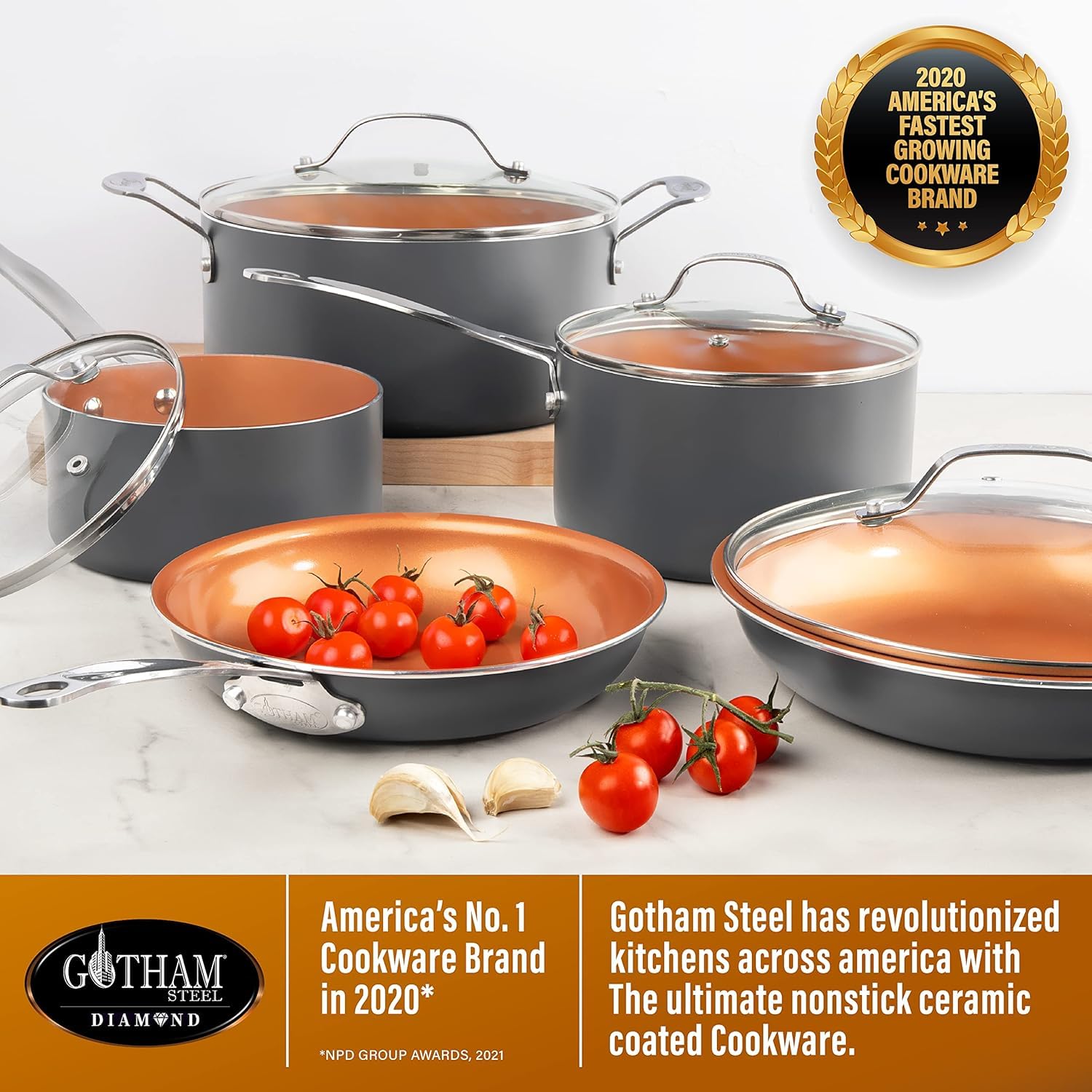 Sartén Gotham Steel Pro 10 pulgadas con antiadherente para limpieza fácil.
