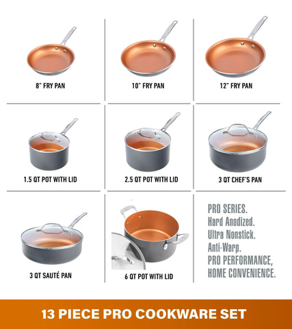 Sartén Gotham Steel Pro 8 pulgadas con antiadherente para poco aceite.