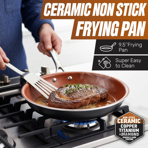 Gotham Steel, sartén de 10.25 pulgadas con tapa para recetas versátiles.