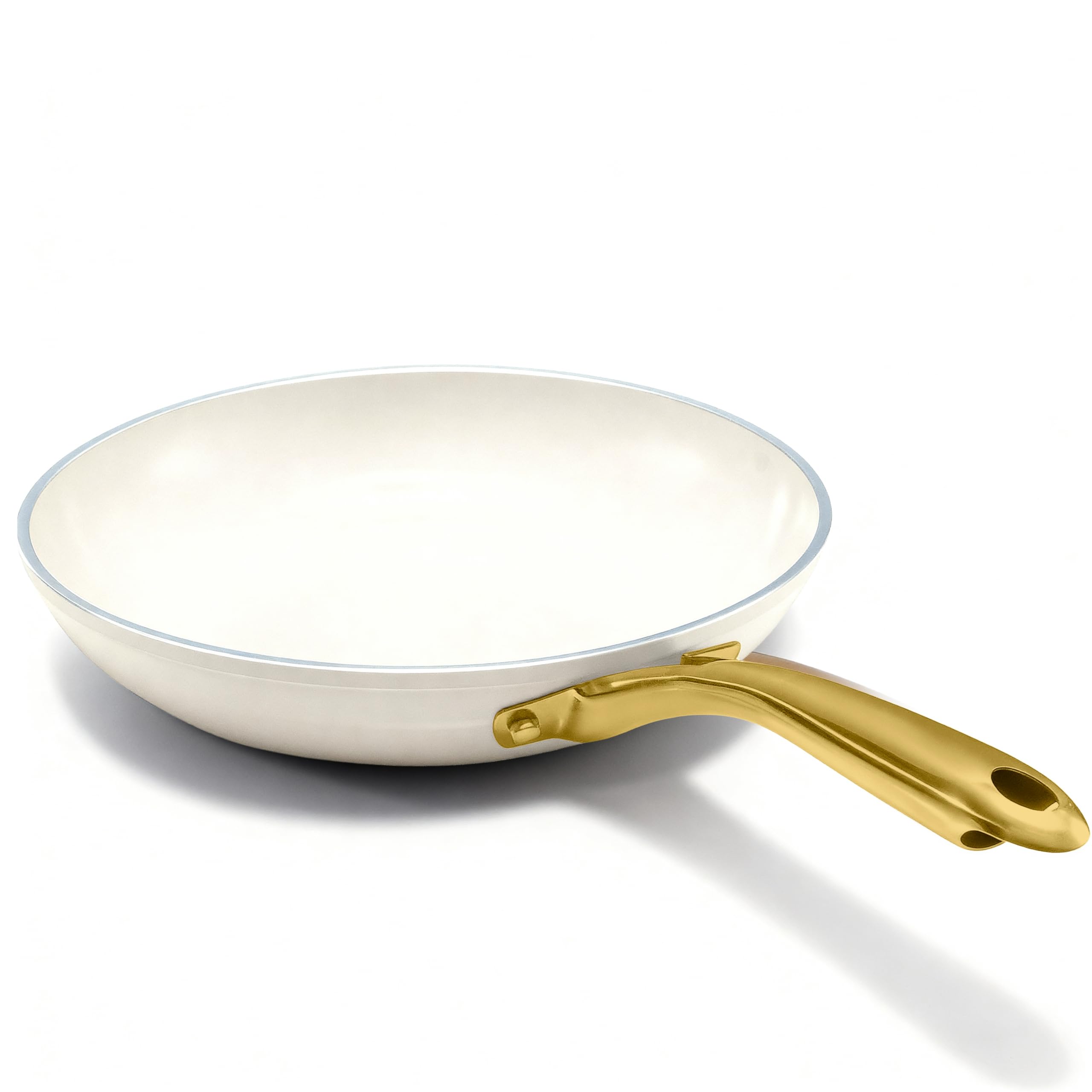 Sartén Gotham Steel 12 pulgadas crema, superficie cerámica antiadherente para cocina limpia.