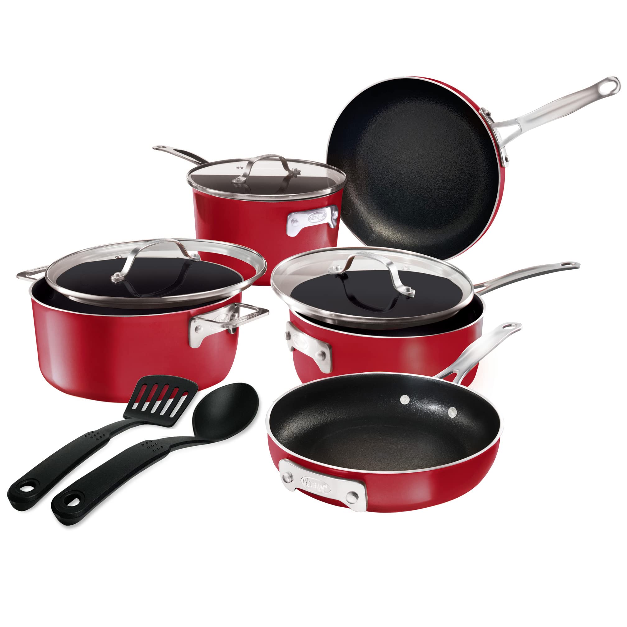 Gotham Steel: set de ollas y sartenes compacto para ahorrar espacio en la cocina.